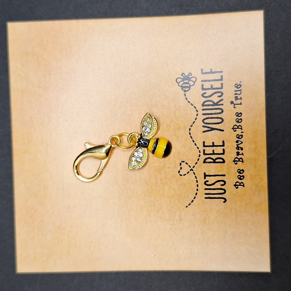 Bee happy inspirational keychain zipper pull bag charm accessory